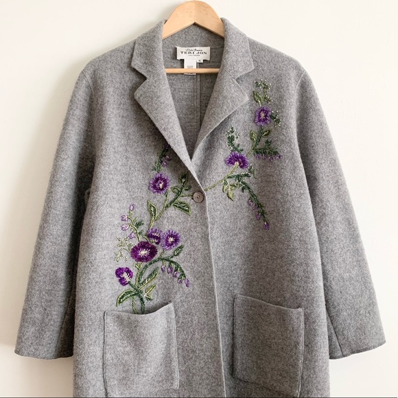 SOLD!Vintage Rickie Freeman for Teri Jon Grey Coat - Picture 9 of 14